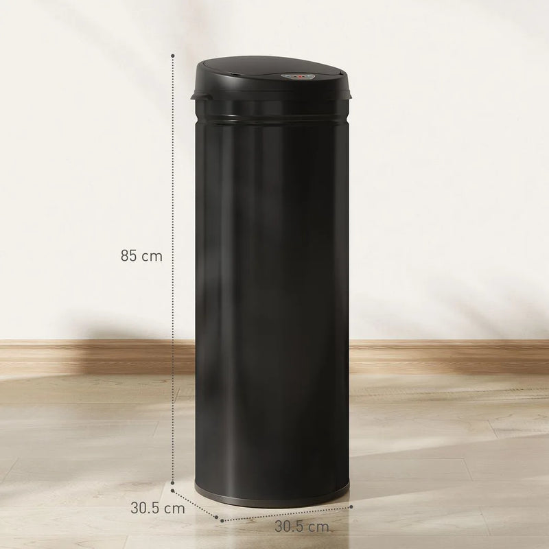 HOMCOM 50L Stainless Steel Sensor Bin - Black