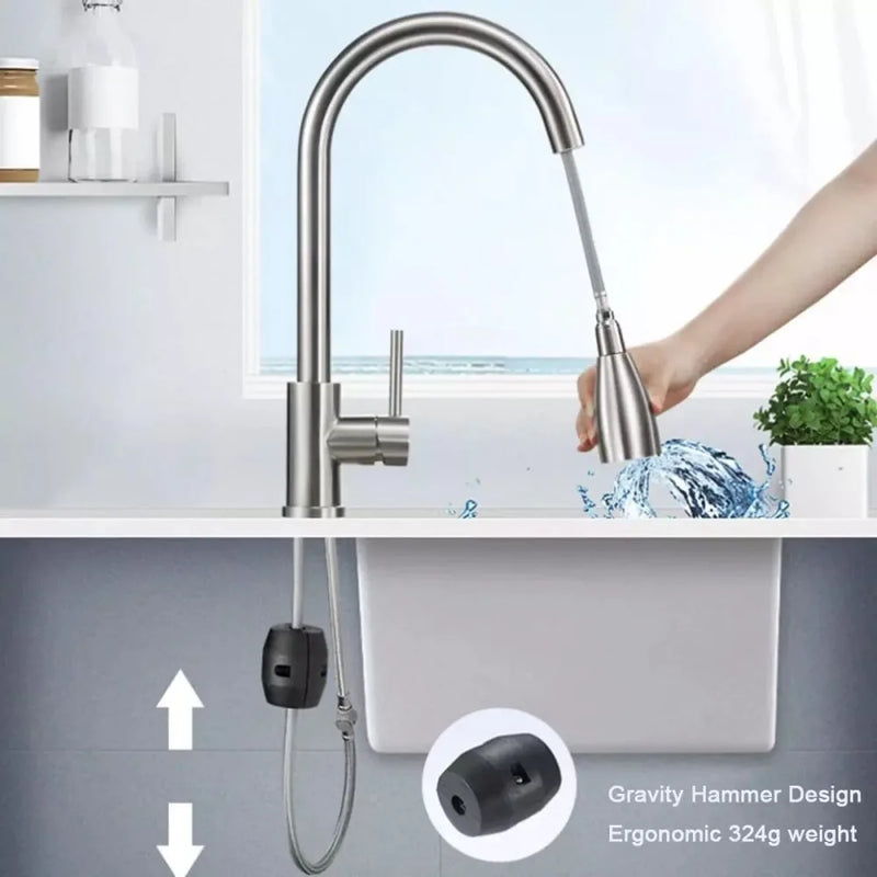 360° Kitchen Sink Mixer Taps Pull Out Spout Spray Single Lever Modern Mono Tap-silver