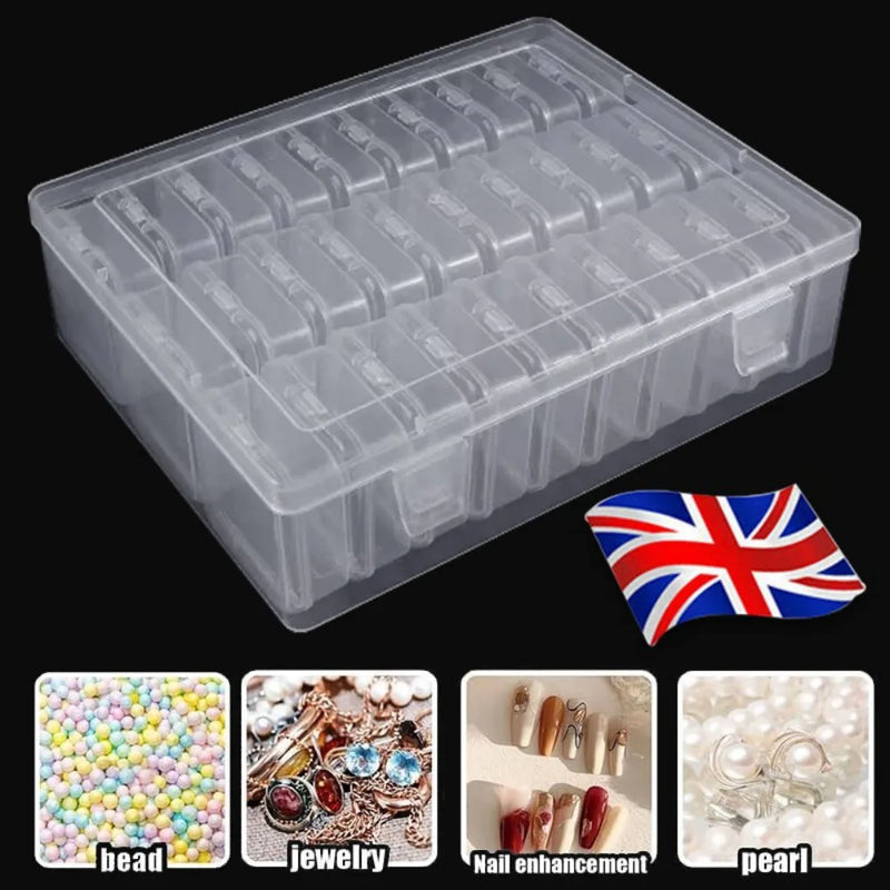 Bead Organizer Box with 30 Clear Plastic Small Storage Compartments for Craft