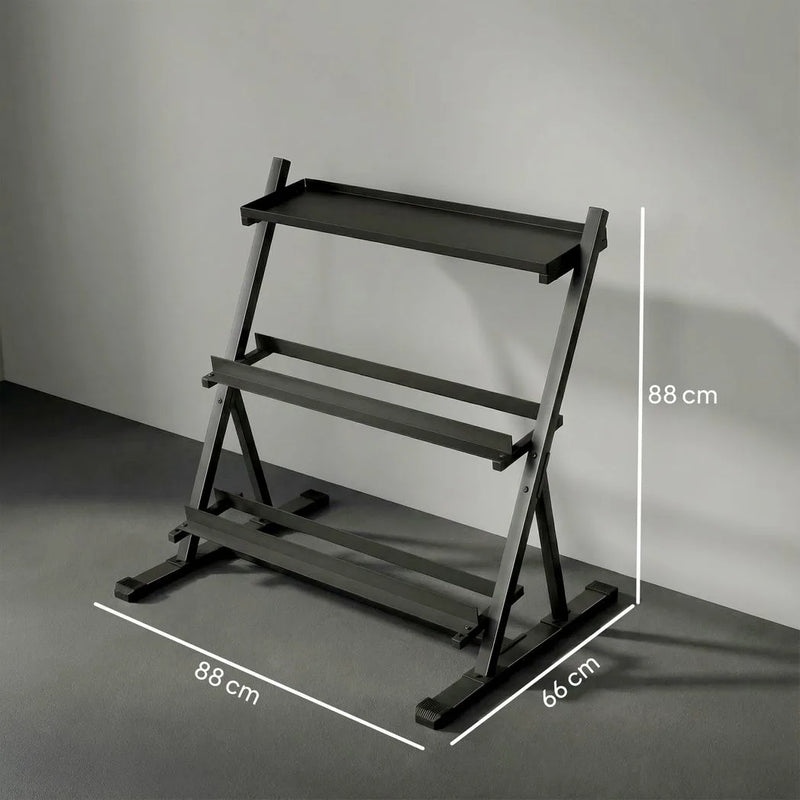 SPORTNOW 3-Tier Adjustable Dumbbell Rack, Heavy-Duty Weight Rack for Dumbbells, Kettlebells and Multiple Balls, Space-Saving Weight Storage Stand for Home Gym, 200 KG Capacity