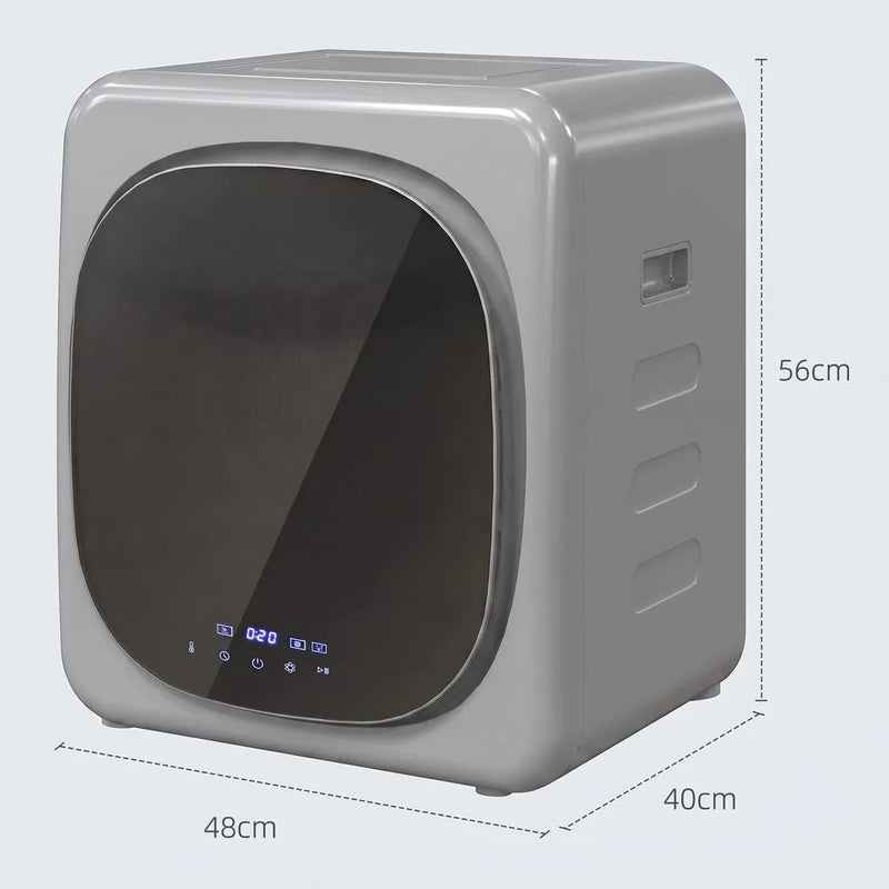 HOMCOM 2.5kg Vented Tumble Dryer with Smart Mode, 800W Compact Tumble Dryer with Stainless Steel Tub, Silver Tone