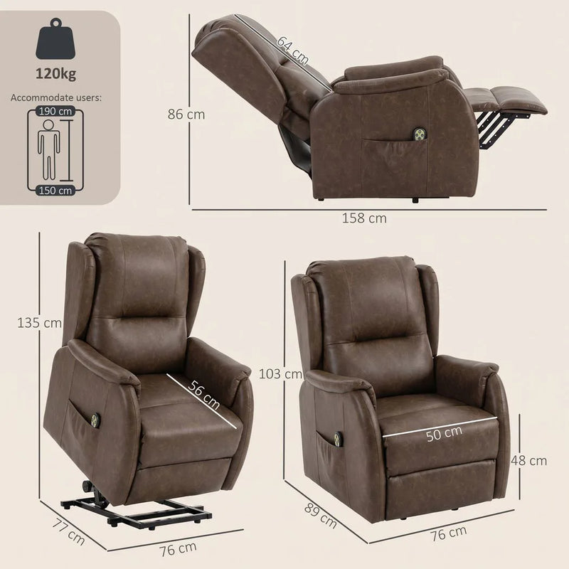 HOMCOM Power Lift Recliner Chair, Dual Motor Electric Lift Chair for Elderly with Remote Control, Brown
