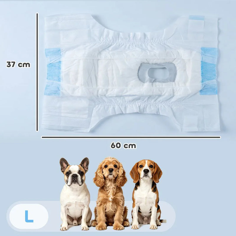 PawHut Disposable Dog Diapers Female for L Dogs Incontinence or Excitable Urination and Training 48 Count