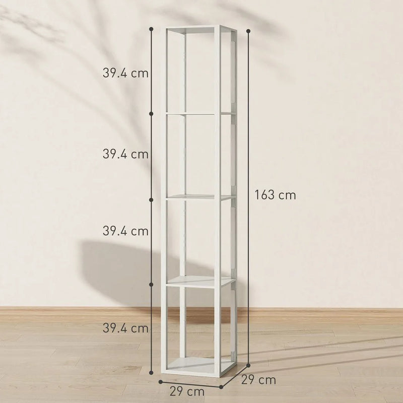 HOMCOM Floor Lamp with Shelves and 3 Brightness Levels - Oak