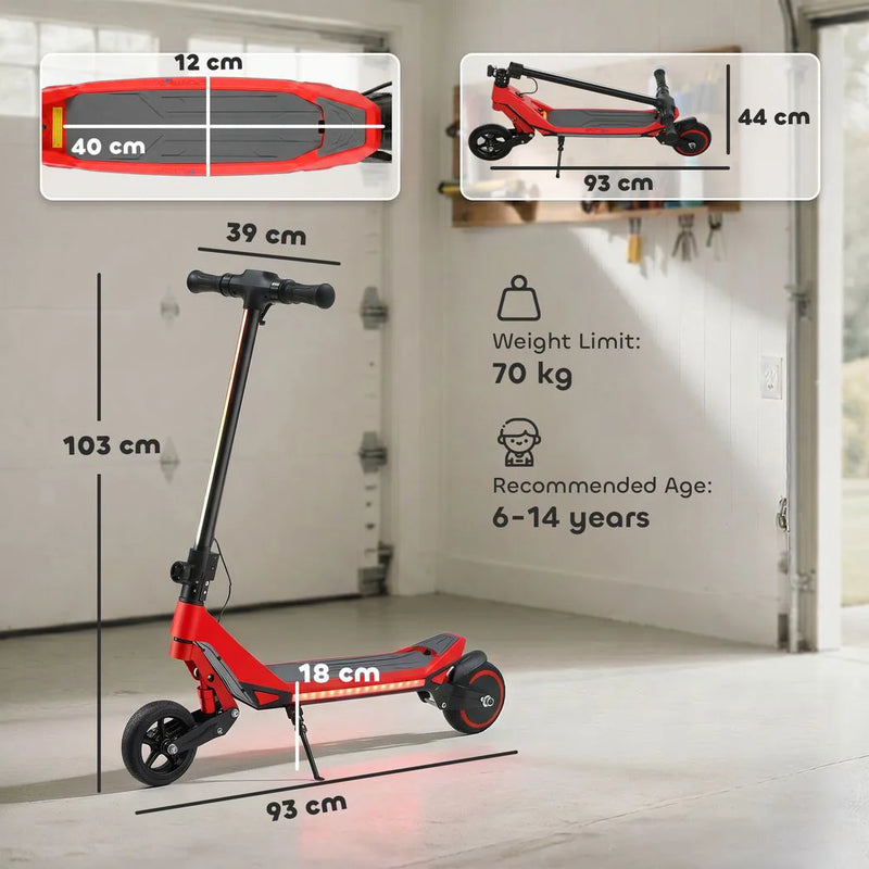 SPORTNOW Electric Scooter for Kids, Foldable E Scooter for Age Age 6 with LED Display, RGB lights, Up to 16km/h, Red