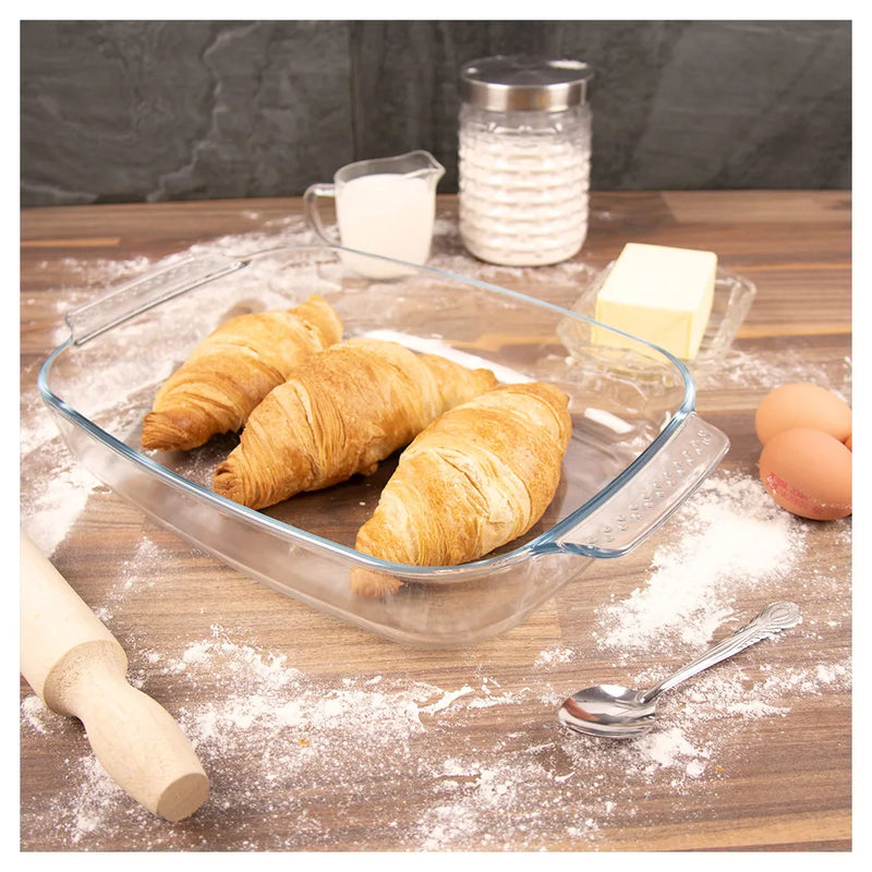 Durane Rectangular Tempered Glass Oven Roasting Tray 3L (Parcel Plus Rate)