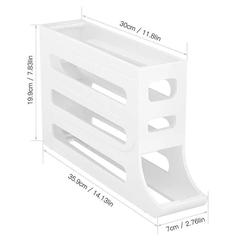 4-Tiers Auto Rolling Egg Dispenser, Space-Saving Egg Holder for Fridge and Countertop, Durable Plastic Kitchen Egg Organizer