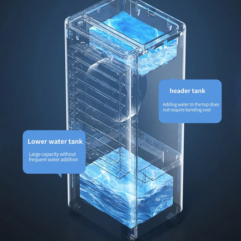 Portable Air Cooler, 12L Evaporative Cooling Fan with Remote, 3 Speed Air Conditioner Unit, 7H Timer, 65° Oscillation, Air Cooler with Humidifier for Bedroom, Living Room & Office, Energy Efficient Mobile Air Cooler