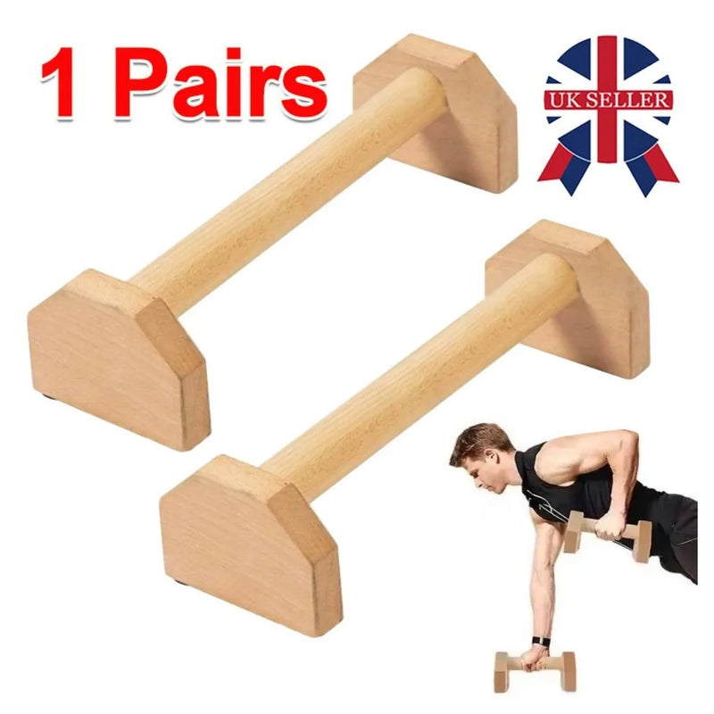 1 Pair 30cm Wooden Push up Bars Parallettes Bars Home Gym Workout Equipment