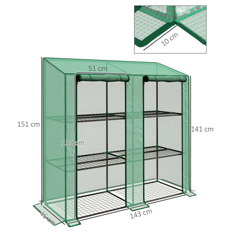 Outsunny 46 x 143cm Six-Shelf Greenhouse