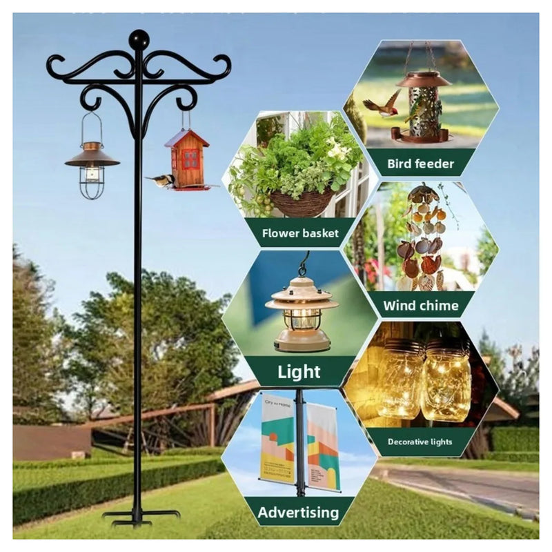 Bird Feeder Pole Stand,193cm Adjustable Feeding Station Hanging Hook, Heavy Duty