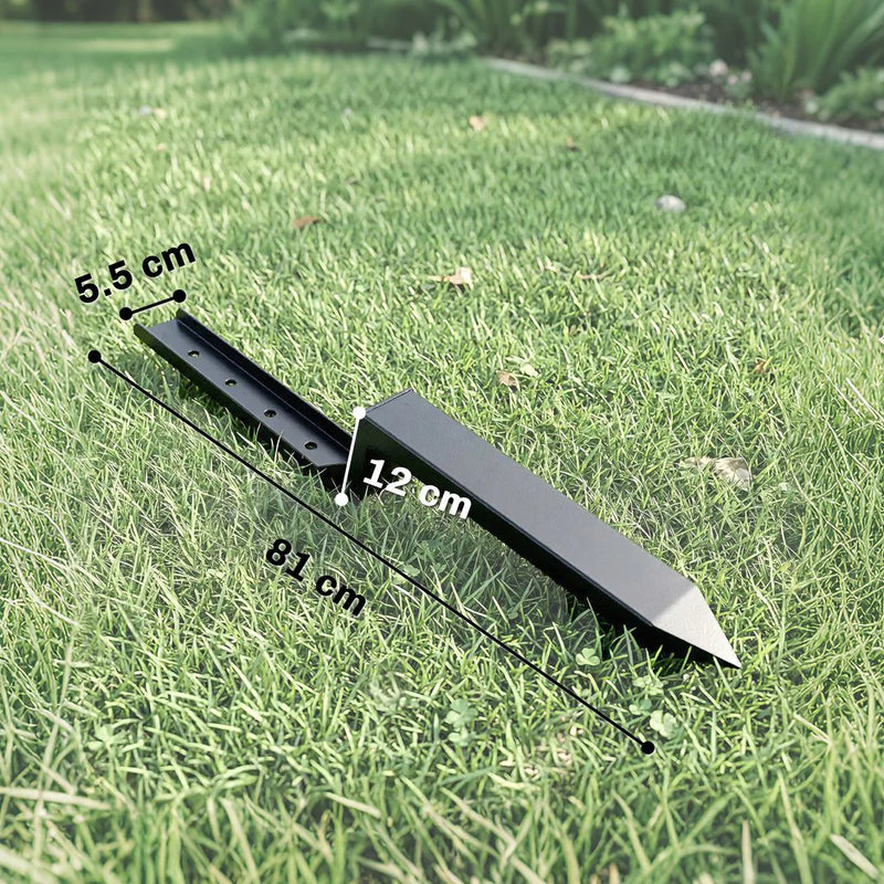 Outsunny 2 Pack Fence Post Repair Kit, 81 cm Metal Fence Post Support with Drill, Garden Ground Spikes for Broken Gate, Posts