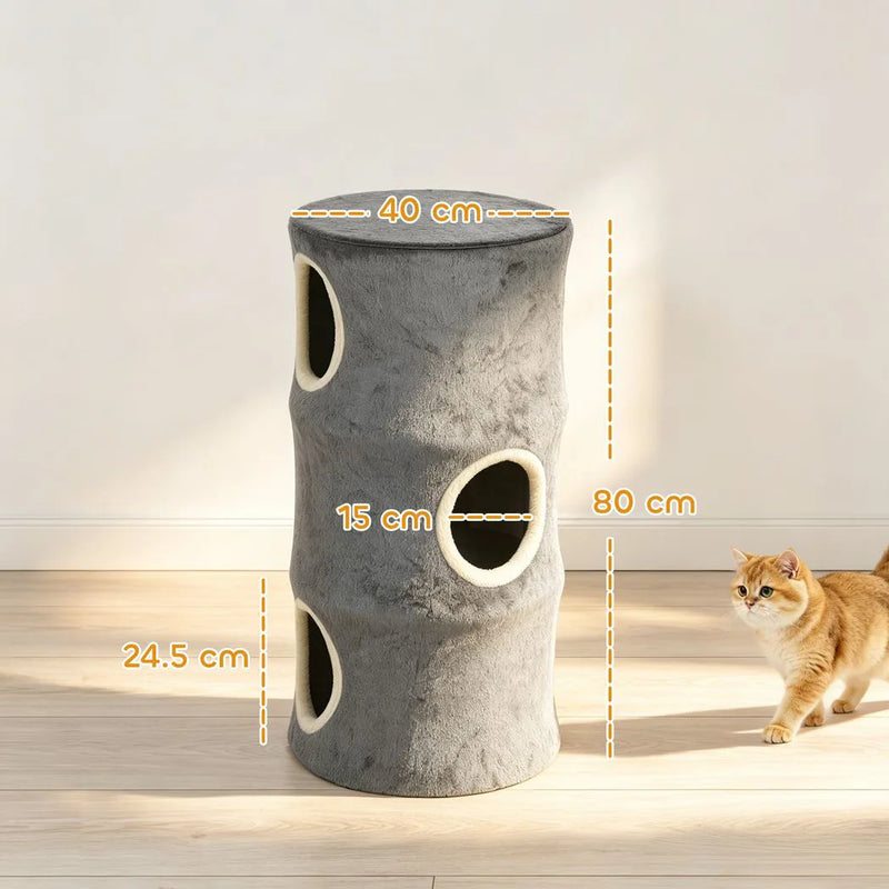 PawHut Cat House for Indoor Kittens, Cat Condo with Removable Washable Cover, Modern Barrel-Shaped Kitty Cave Bed