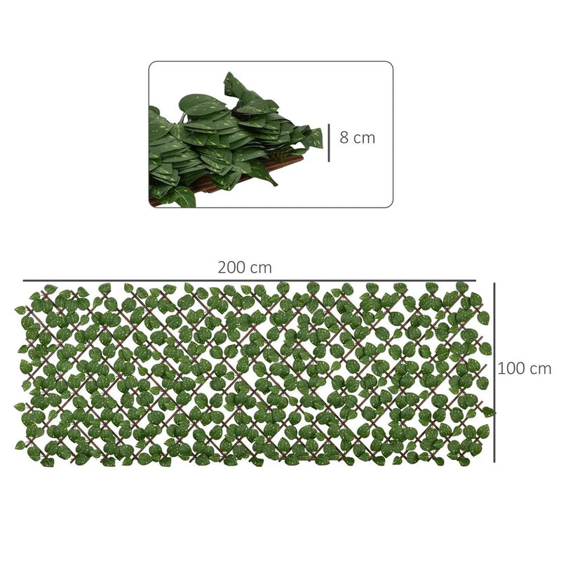 Outsunny Set of 2 Expandable Artificial Trellis Hedges ? Realistic Leaf Privacy Screen, 2 x 1 m