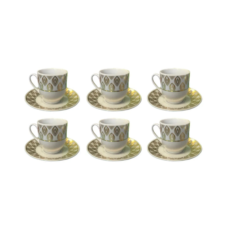 Coffee Espresso Cup Set With Saucers Set Of 12 Assorted Designs (Parcel Plus Rate)