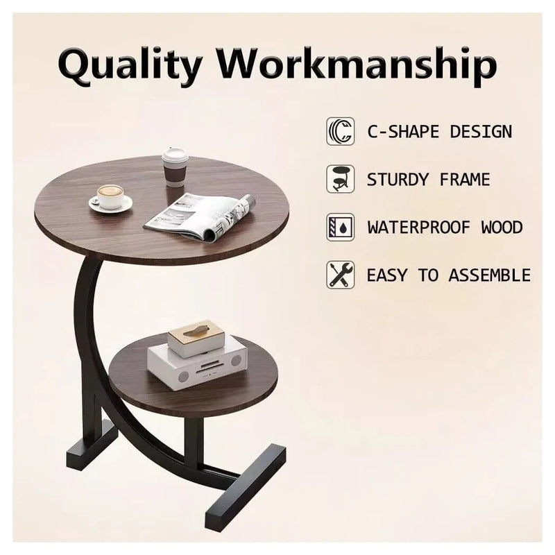Side Table C Shaped for Sofa Coffee End Tables for Living Room Bedside Tables