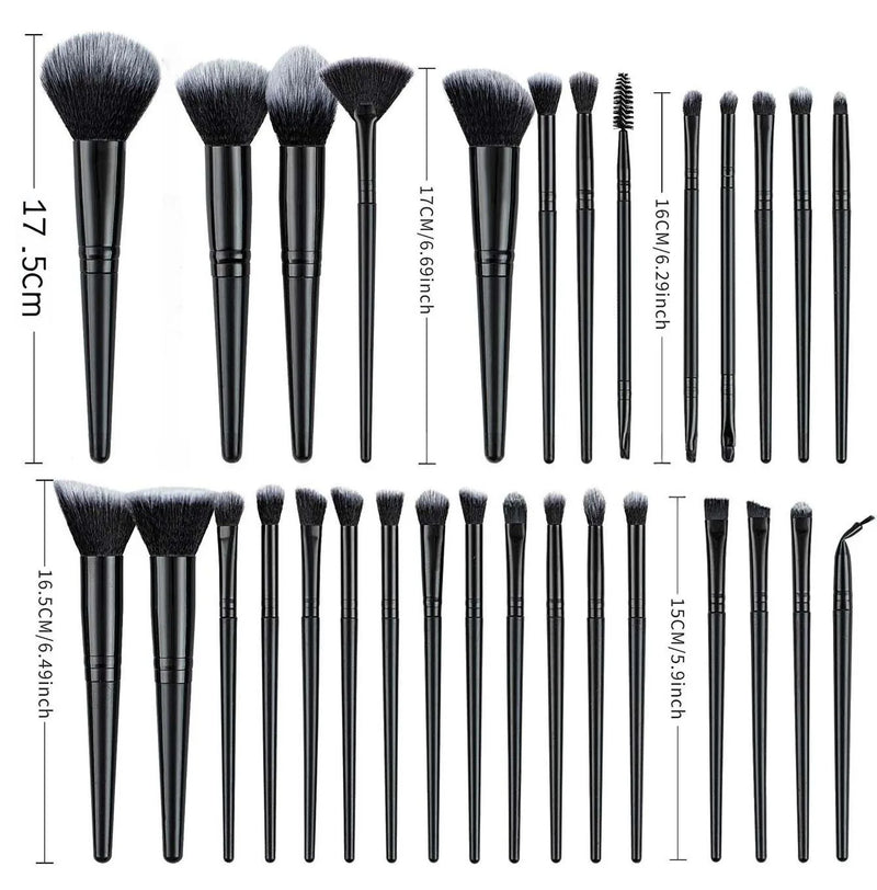25pcs Makeup Brush Concealer Blush Foundation Eyeshadow Make Up Brush Makeup tools Black (US Logistics only For USPS.TK/TMEU only For self-pickup)