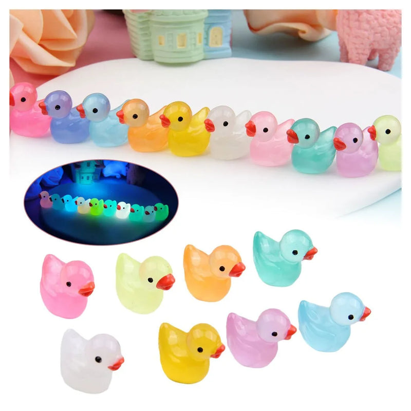 100x Mini Duck Glow in The Dark Duck Mini Resin Luminous Tiny Duck Toys