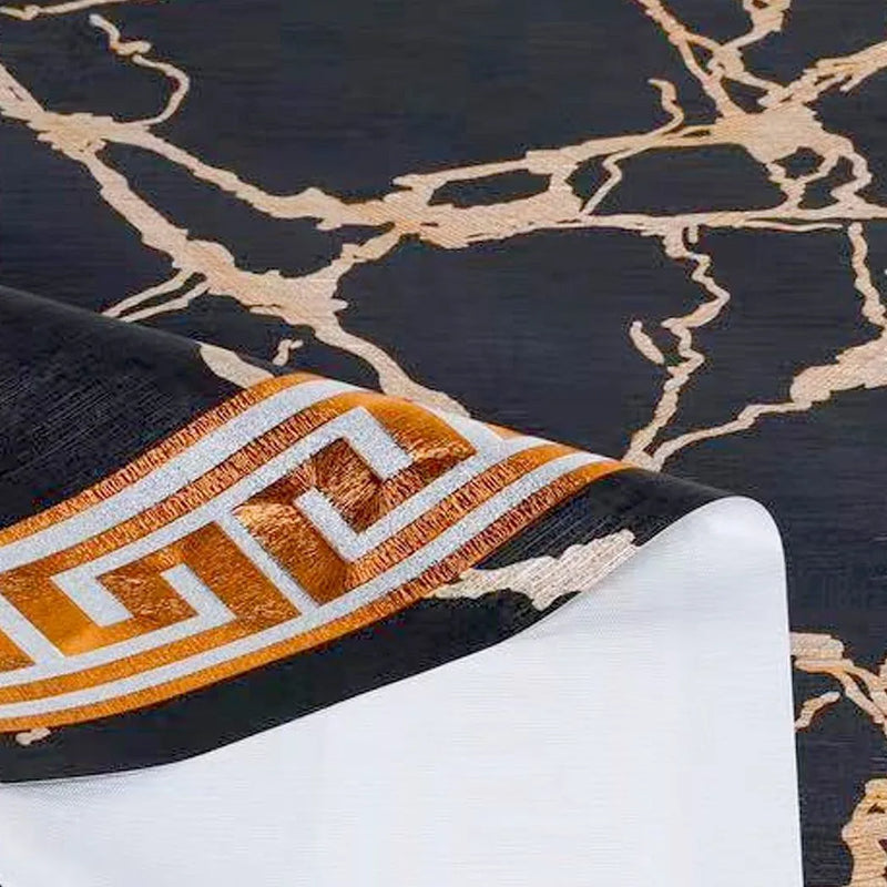 Durane Plastic Table Cover Roll Black Marble Gold Pattern Design 1.37 x 20M Dr – 8356C