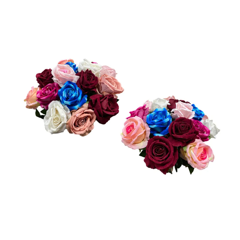 Plastic Artificial Fake Roses Single Stem Velvet Petals Assorted Colours