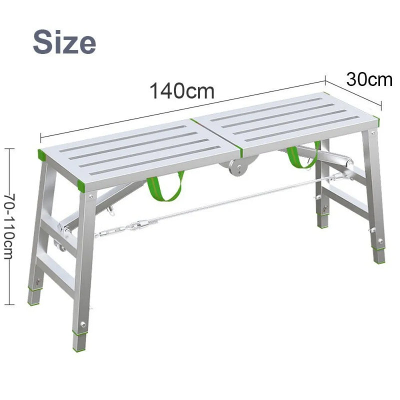 Heavy Duty Steel Hop Up Step Ladder Folding Stool Work Bench Platform 1400mm UK