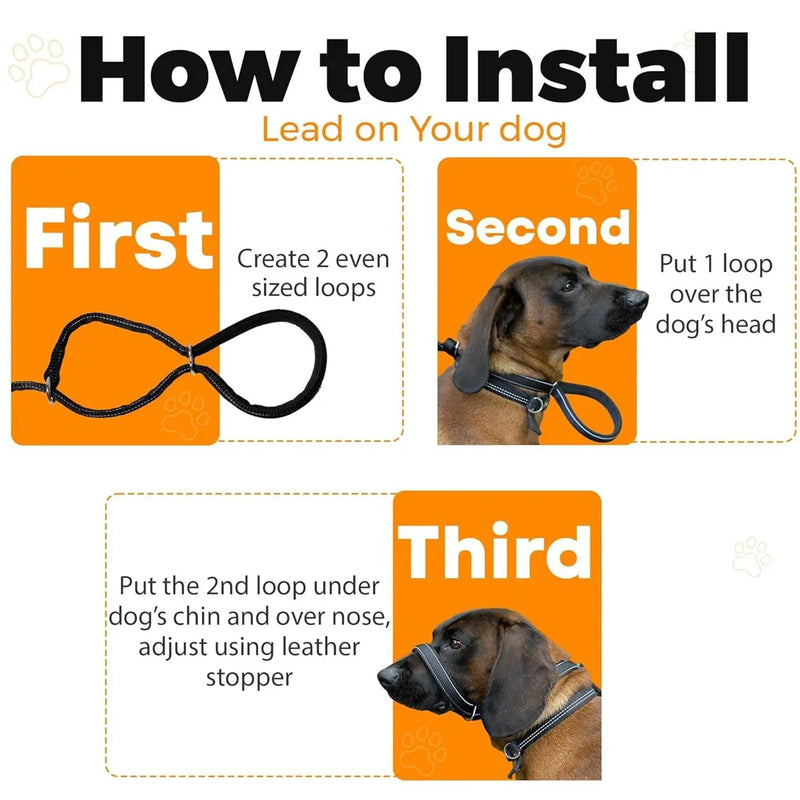 Integrated Anti-Bite Muzzle & Leash for Dogs / Dog Lead + Waste Bag Dispenser