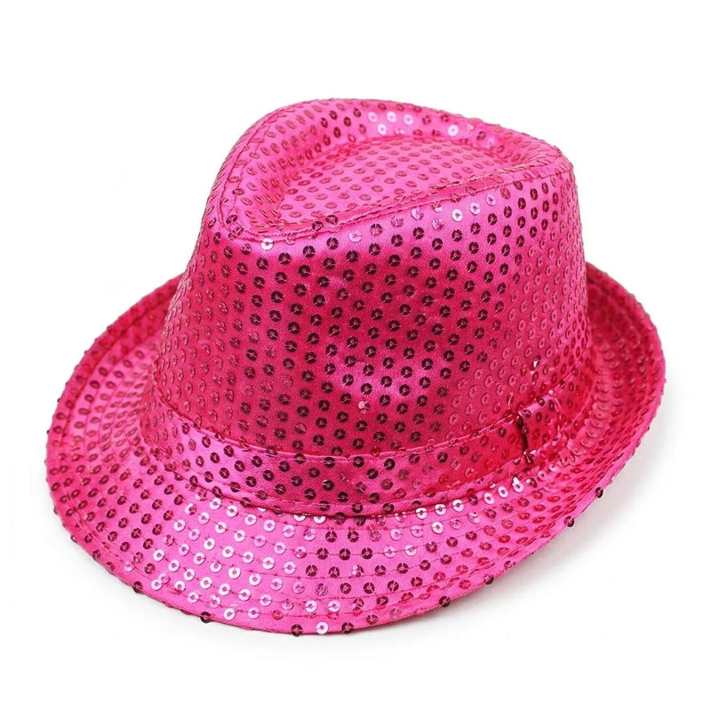 Light – Up Led Sequin Fedora Hat – Flashing Fancy Dress Party Accessory, Assorted Colours