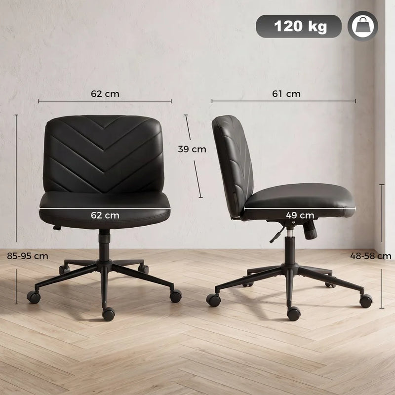 HOMCOM Home Office Desk Chair Height Adjustable Swivel Chair Cross Legged Wide Seat Swivel Wheels Black