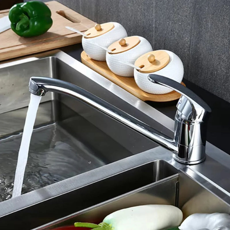 Modern Kitchen Sink Mixer Taps Swivel Spout Single Lever Tap Luna Mono Chrome UK