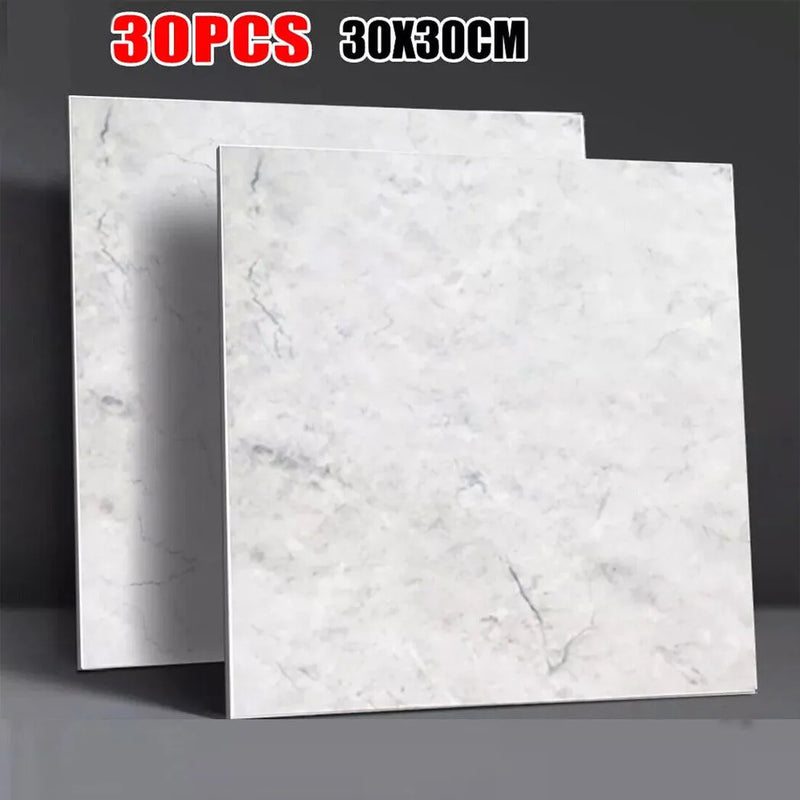 NEW  30Pcs PVC Marble Tiles Wall Sticker Self-Adhesive Stick On Kitchen Bathroom UK