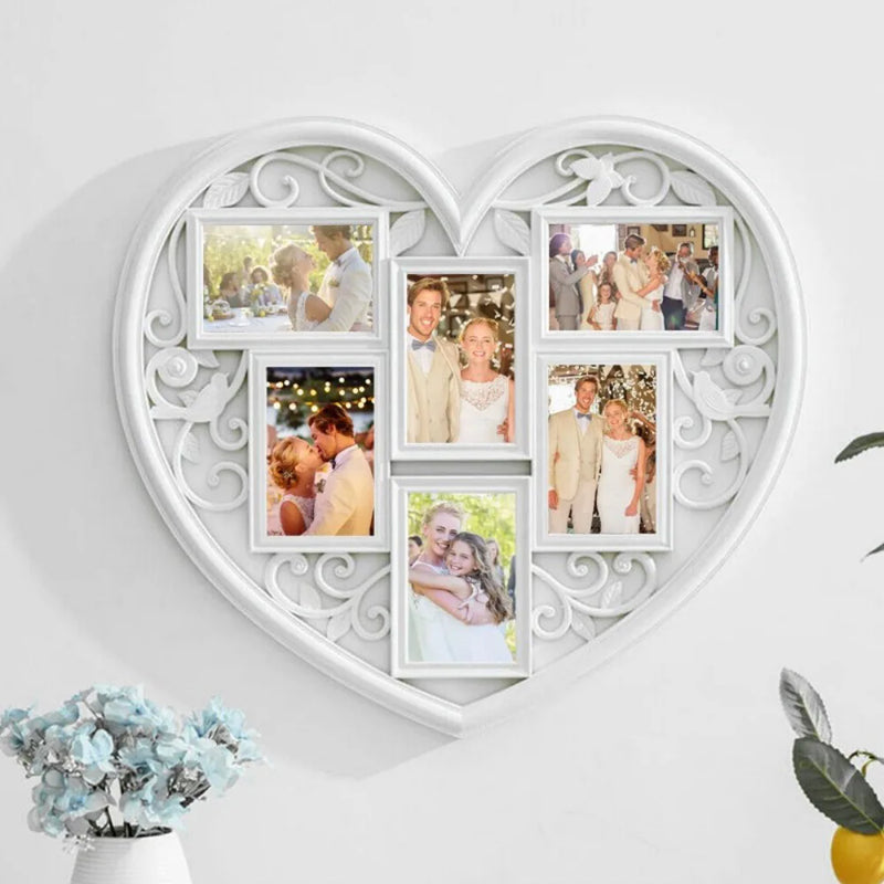 Large Photo Frame White Hanging Heart Shaped Multi Picture Love Frames Gift UK