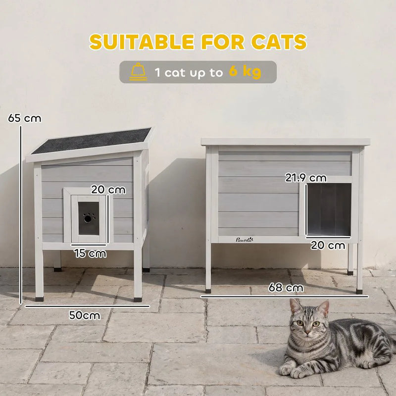 PawHut Outdoor Cat House, Insulated Cat Shelter with Insulated Liner, Waterproof Asphalt Roof, Escape Door, Opening Top