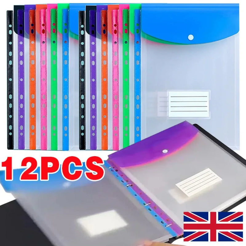 Document Wallets Expandable File Folder  A4 Punched Pockets  Pack of 12
