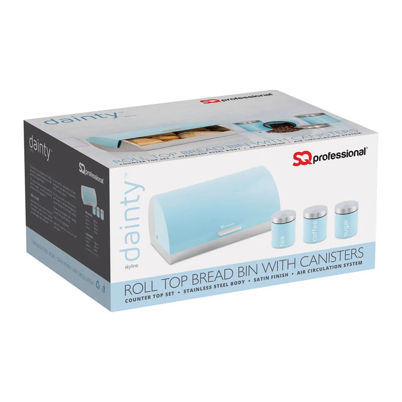 Sq Professional Dainty Metal Bread Bin With 3 Canisters Skyline