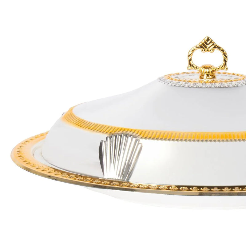Sq Professional Durane Ornate Party Food Serving Cloche With Tray Silver 58338Lsg Oval