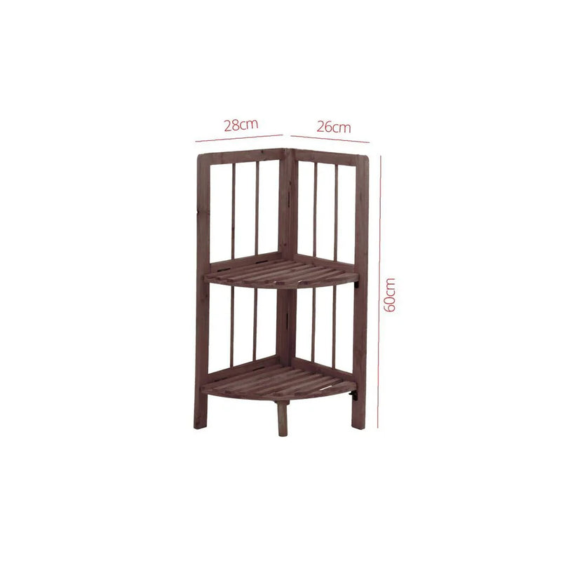 2 Tier Coffee Wooden Corner Rack Multipurpose Use Wooden Rack