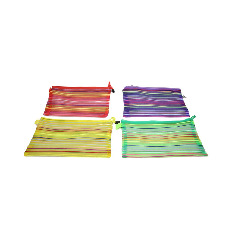 Striped Pencil Toiletry Bag With Zipper Assorted Colours