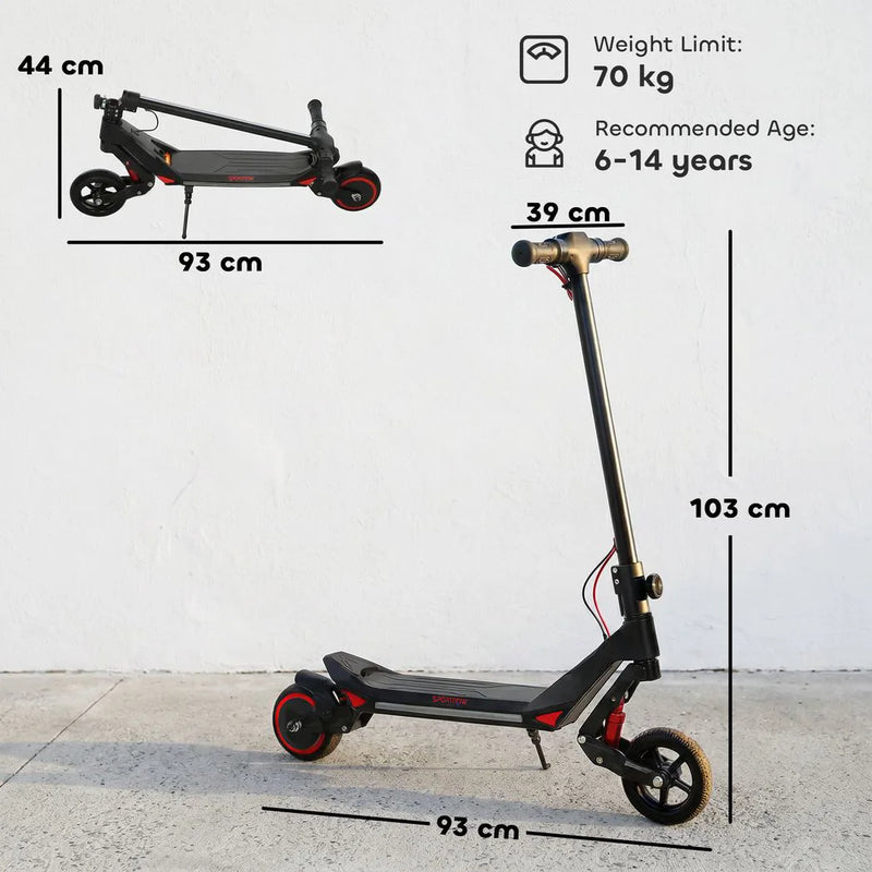 SPORTNOW Electric Scooter for Kids, Foldable E Scooter for Age Age 6 with LED Display, RGB lights, Up to 16km/h, Black