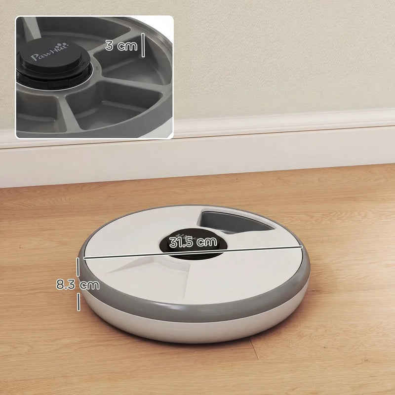 PawHut Automatic Cat Feeder Programmable Timer for Dry Wet Food Cat Food Dispenser with Ice Pack for 6 Meals