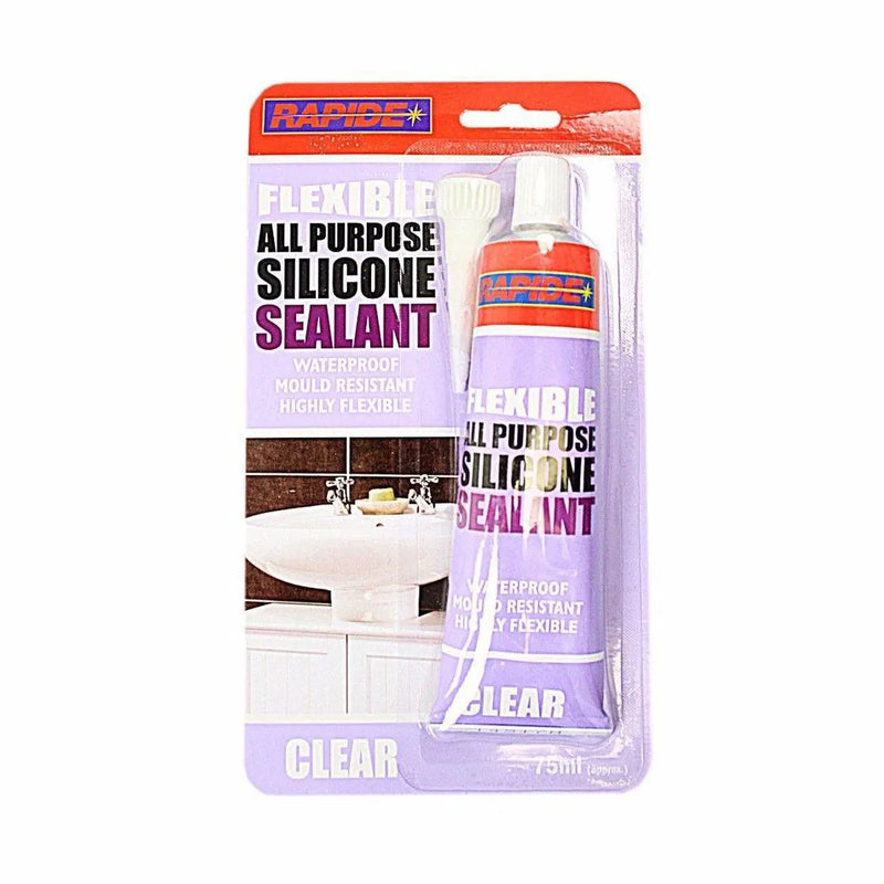 Rapide Clear Fle x ible All Purpose Silicone Sealant Waterproof Mould Resistant 75Ml