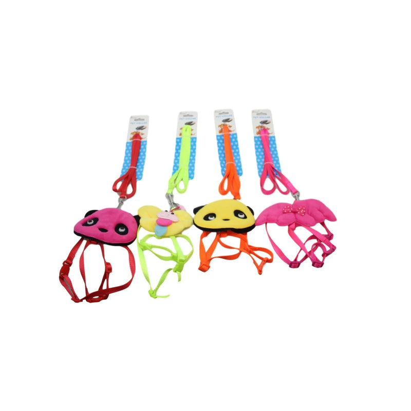 Pet Dog Leash With Harness Cartoon Design One Size Small Assorted Designs