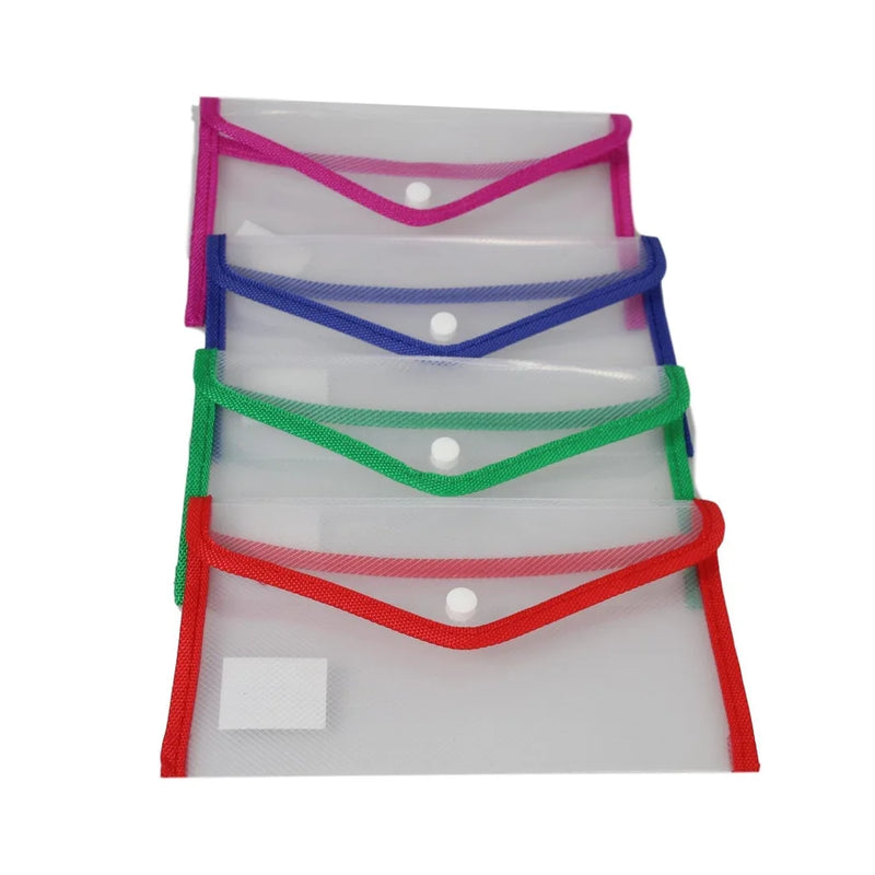 Small Plastic Stud Document Wallet File Folder Assorted Colours