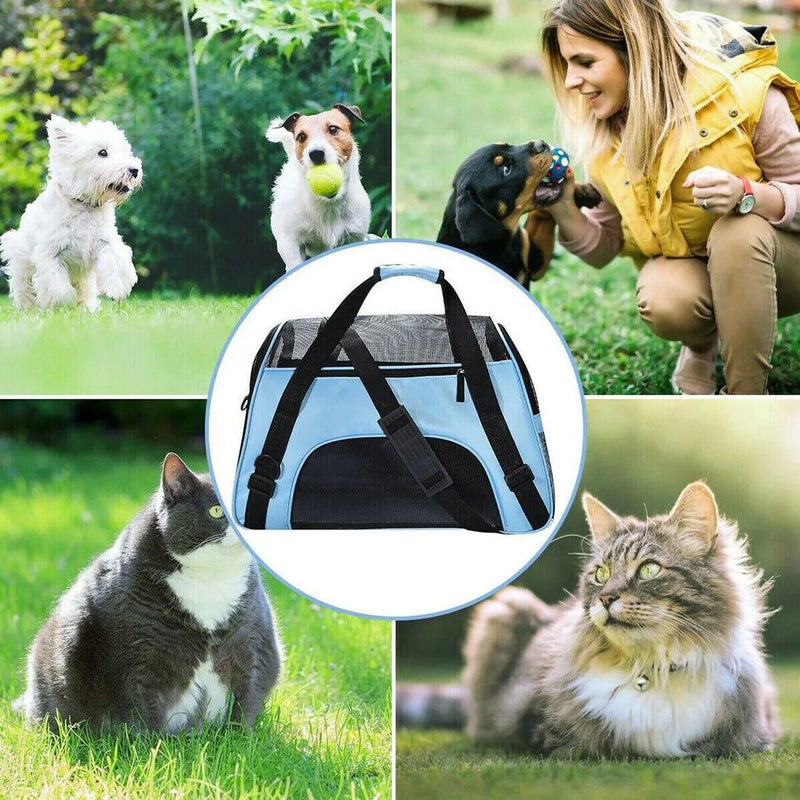Large Pet Carrier Bag Portable Soft Fabric Folding Dog Cat Travel Bags-black