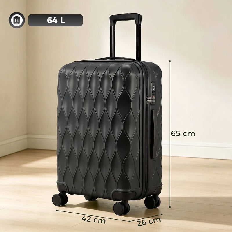HOMCOM 2-Piece Luggage Set, ABS Hard Shell Carry On Suitcase Set with TSA Lock, Spinner Wheels, 12/20 inch, Black