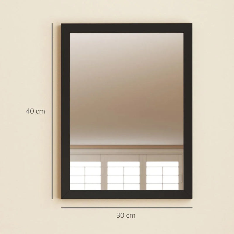HOMCOM Wall Bathroom Mirror, 30 x 40 cm Wall-Mounted Mirror for Living Room, Bedroom, Hallway, Set of 2, Black