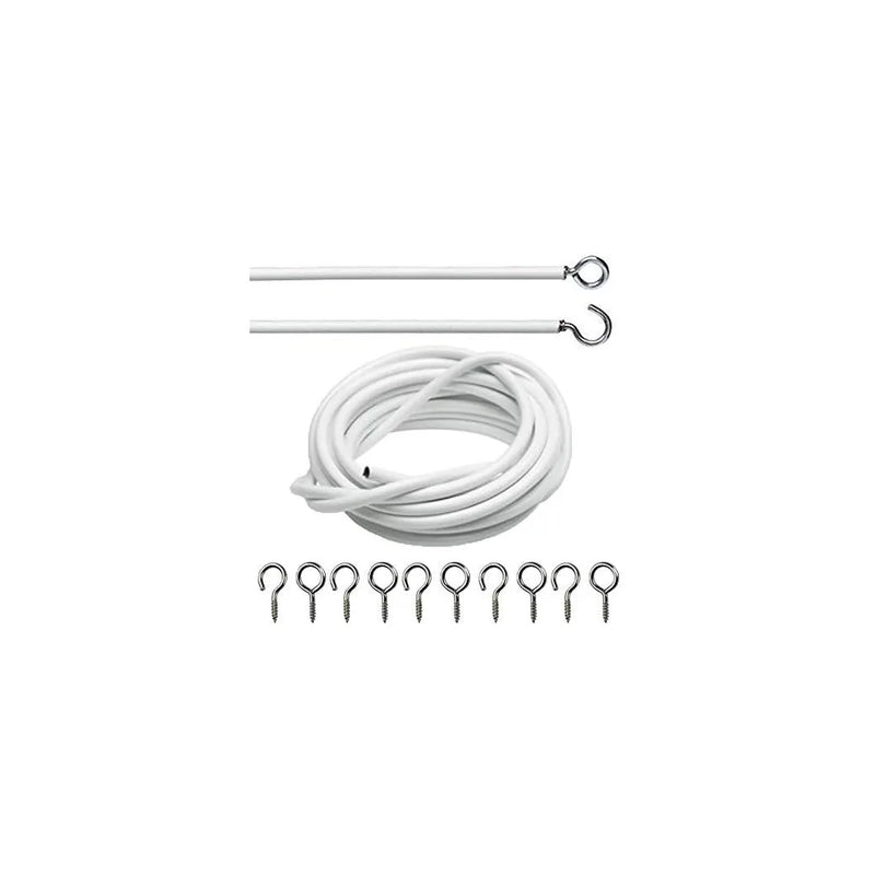 Net Curtain Wire White Window Cord Cable With Hooks Indoor Outdoor Cable