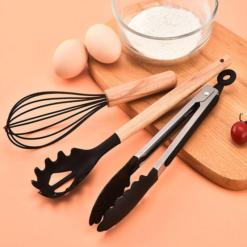 NEW 12Pcs Kitchen Utensils Set Silicone Cooking Nonstick Spatula Turner Spoon Tools UK