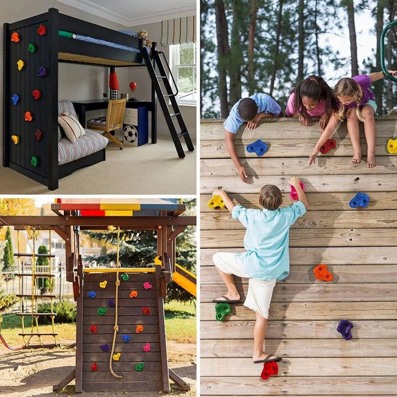 10 Kids Climbing Stones Bolt On Climbing Frame Wall Holds Rocks Grips with screw