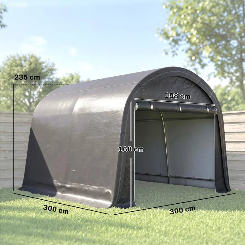 Outsunny 3 x 3(m) Garden Storage Tent, Heavy Duty Outdoor Shed with 2 Doors, Waterproof Portable Shed Tent Shelter with Galvanised Steel Frame for Bike, Motorcycle, Garden Tools, Grey