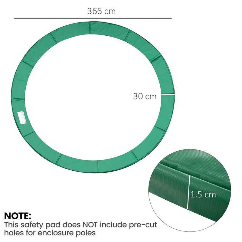 HOMCOM 12FT Trampoline Spring Cover, Plastic Trampoline Pad Replacement Safety Guard, Green